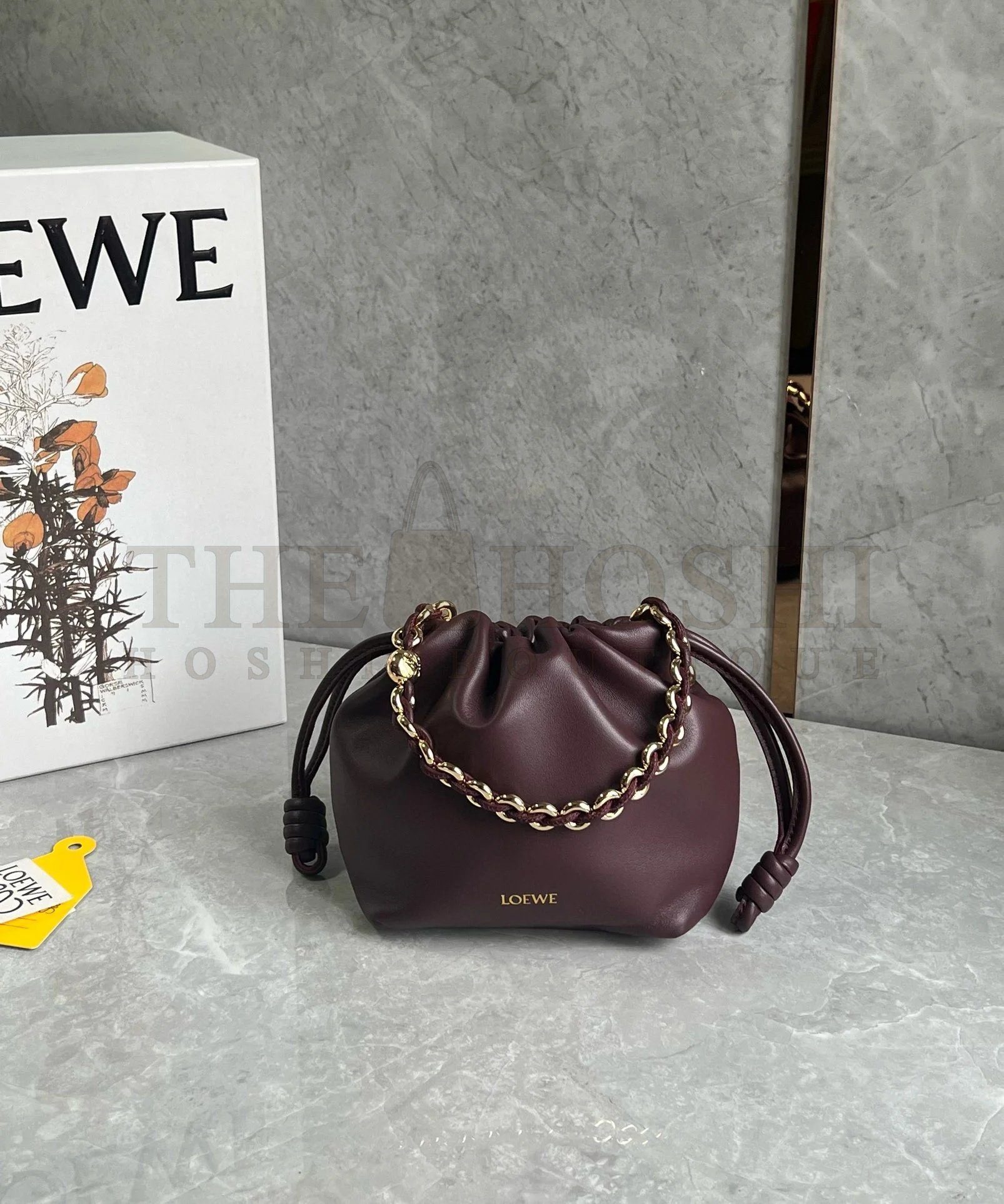 L0ew* Mini Flamenco Purse Bag in Burgundy Nappa Lambskin Master Quality