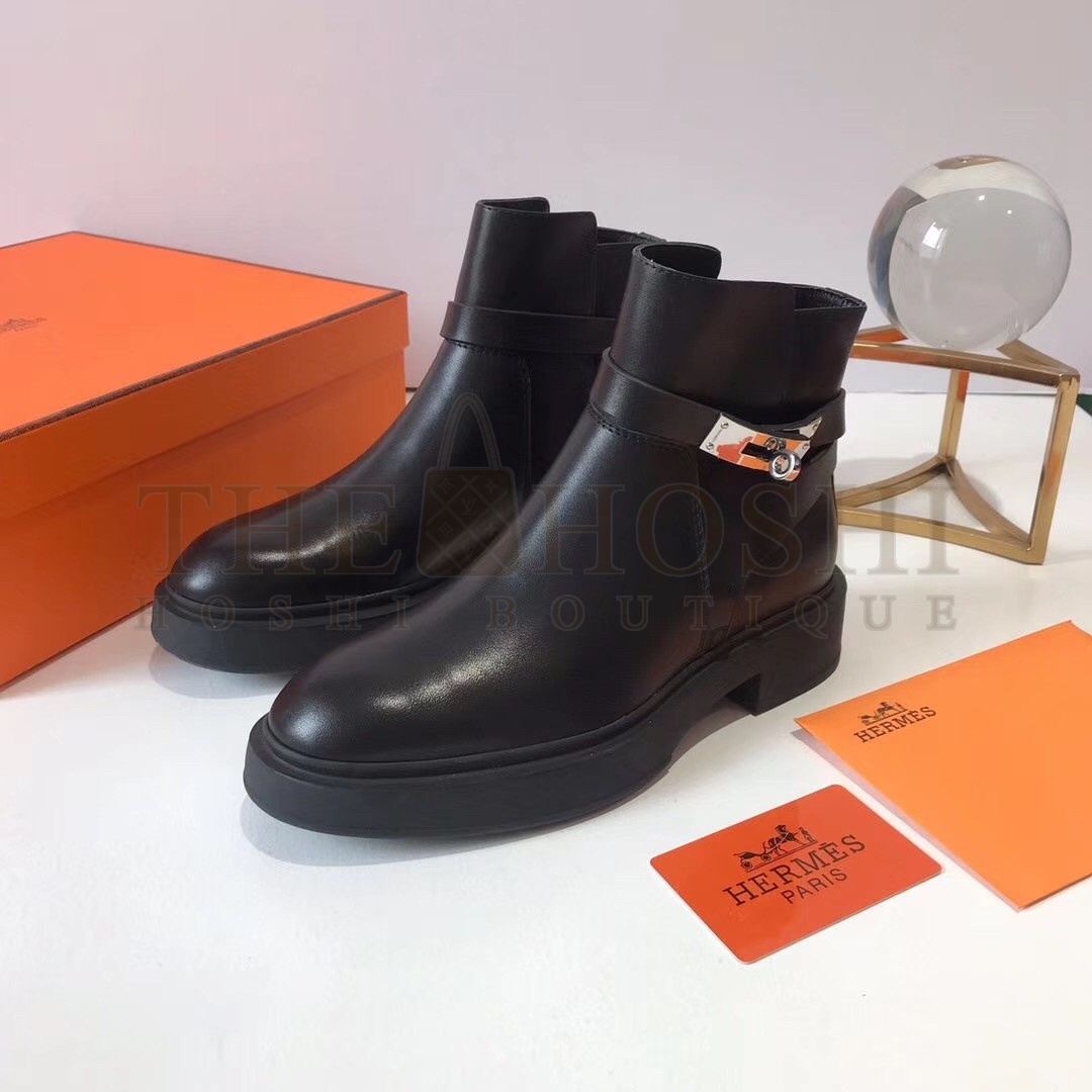 H**me5 Veo Ankle Boots In Black Calfskin Master Quality