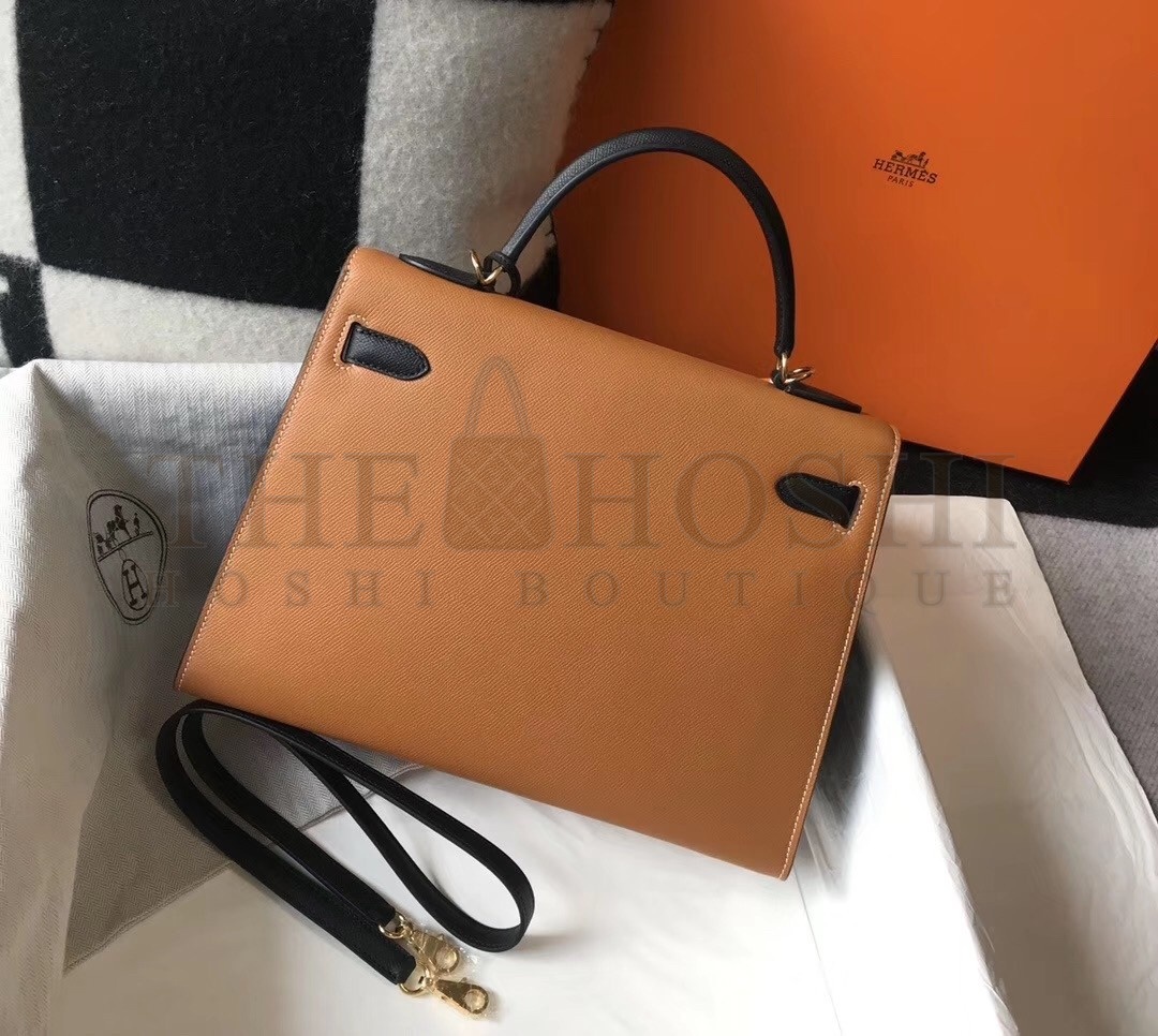 H**me5 Bi-color Kelly 32cm Epsom Bag Gold/Black GHW Master Quality