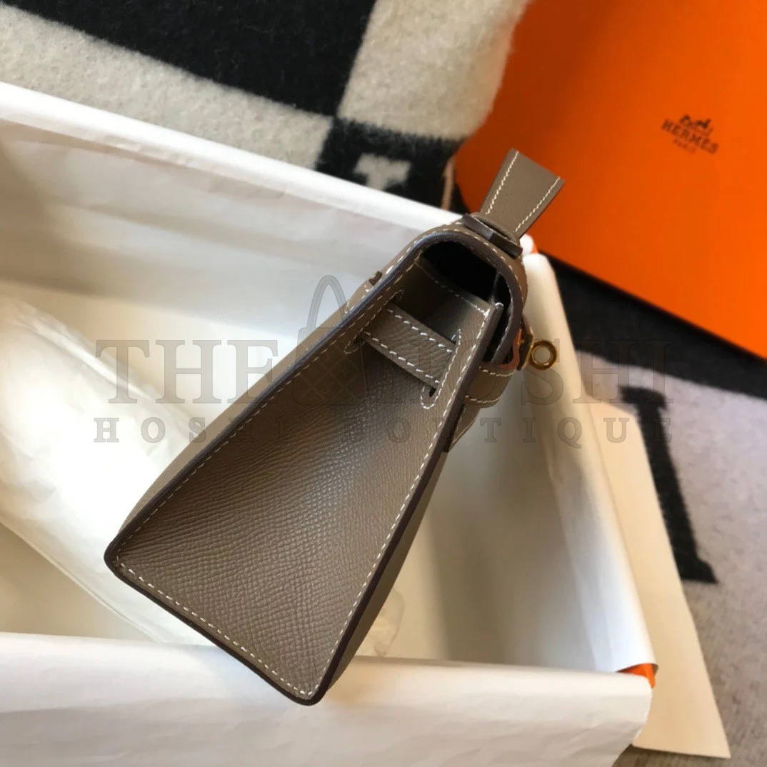 H**me5 Kelly Pochette Clutch Bag In Taupe Epsom Leather Master Quality
