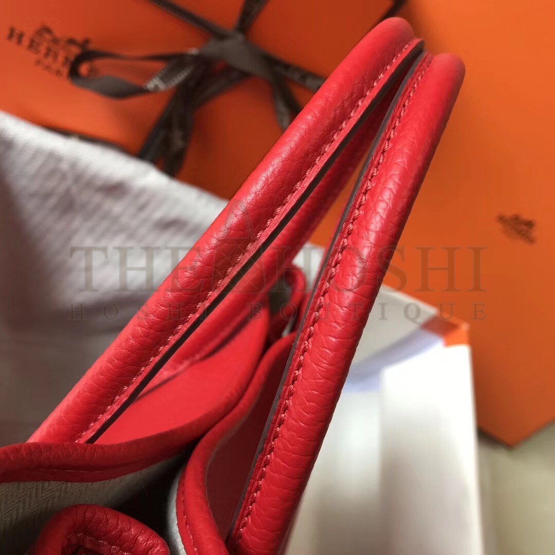 H**me5 Garden Party 30 Bag In Red Clemence Leather Master Quality