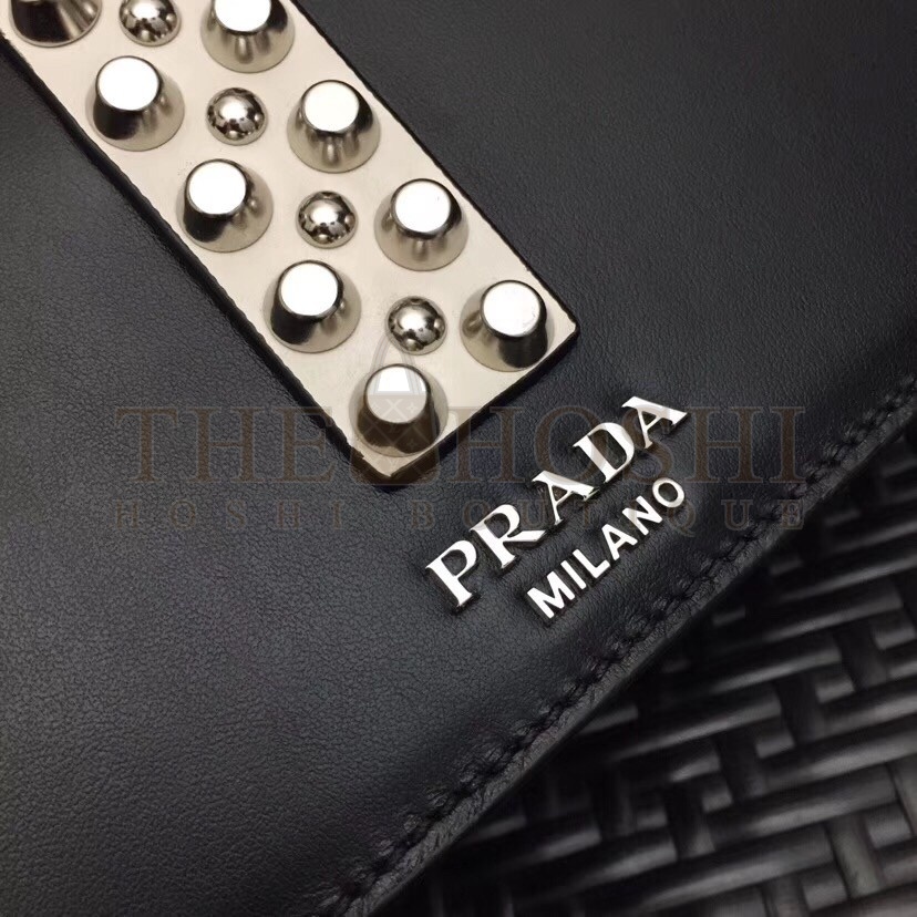 Pra*a Elektra Shoulder Bag In Black Calfskin Master Quality