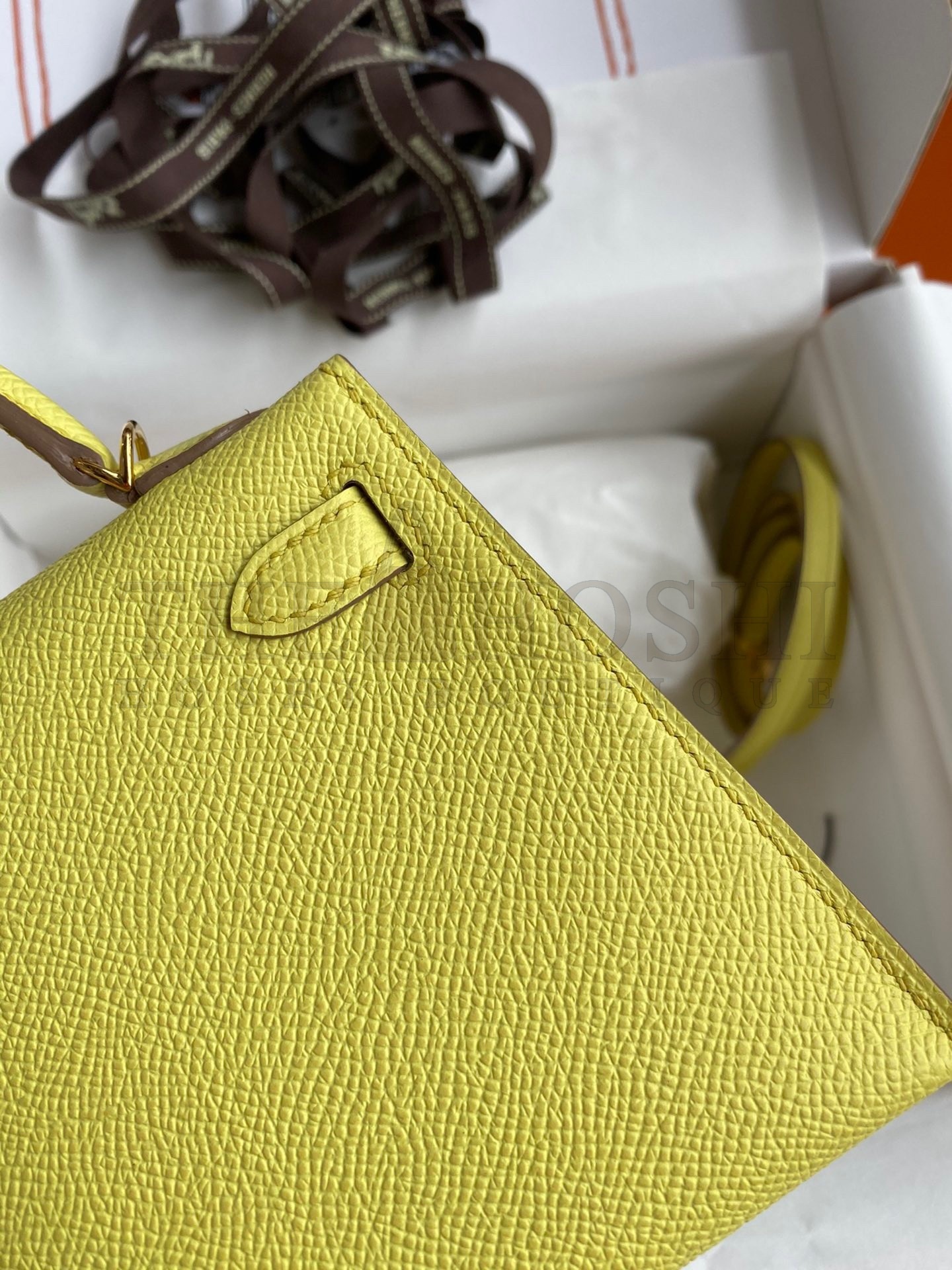 H**me5 Kelly Mini II Sellier Handmade Bag In Lime Epsom Calfskin Master Quality