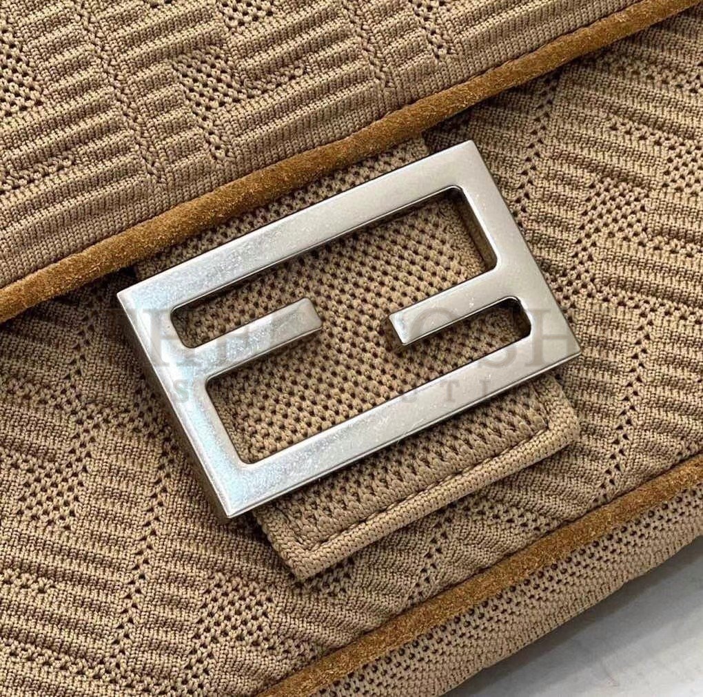 F**di Baguette Chain Midi Bag In Beige FF Fabric Master Quality