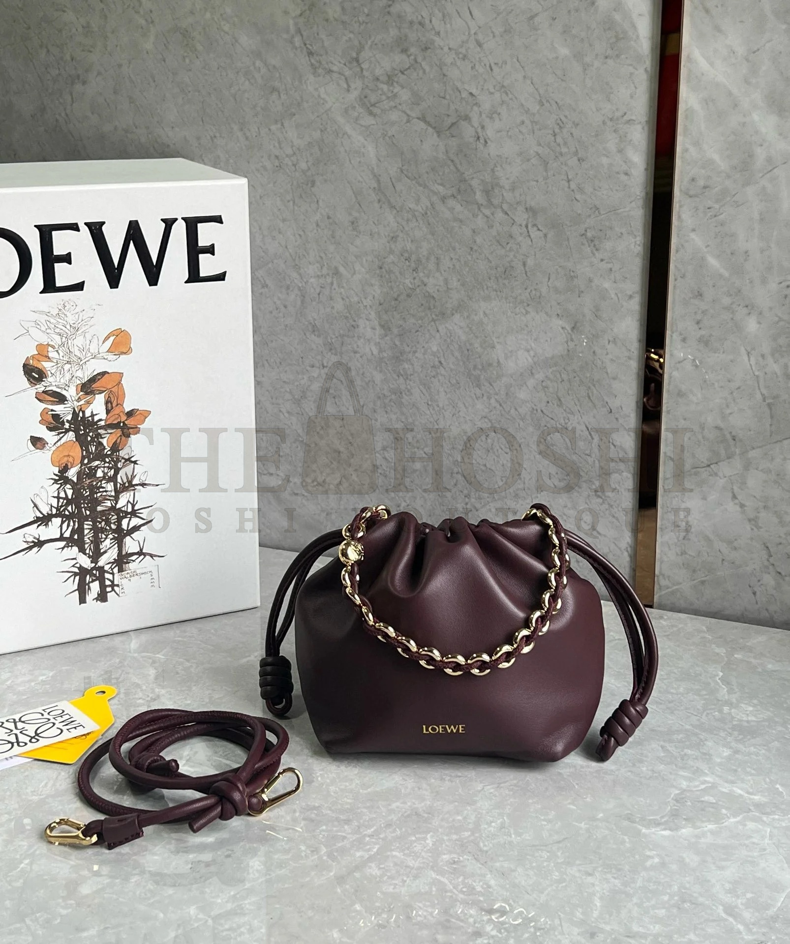 L0ew* Mini Flamenco Purse Bag in Burgundy Nappa Lambskin Master Quality