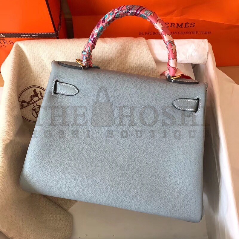 H**me5 Blue Lin Clemence Kelly 28cm Handmade Bag Master Quality