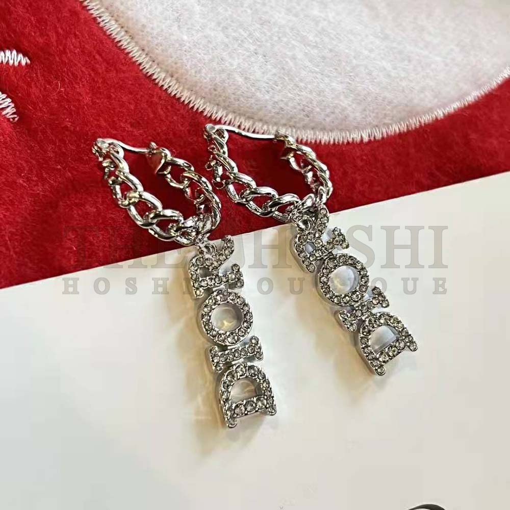 D10r Women Dio(r)evolution Earrings Silver-Finish Metal and Silver-Tone Crystals Master Quality