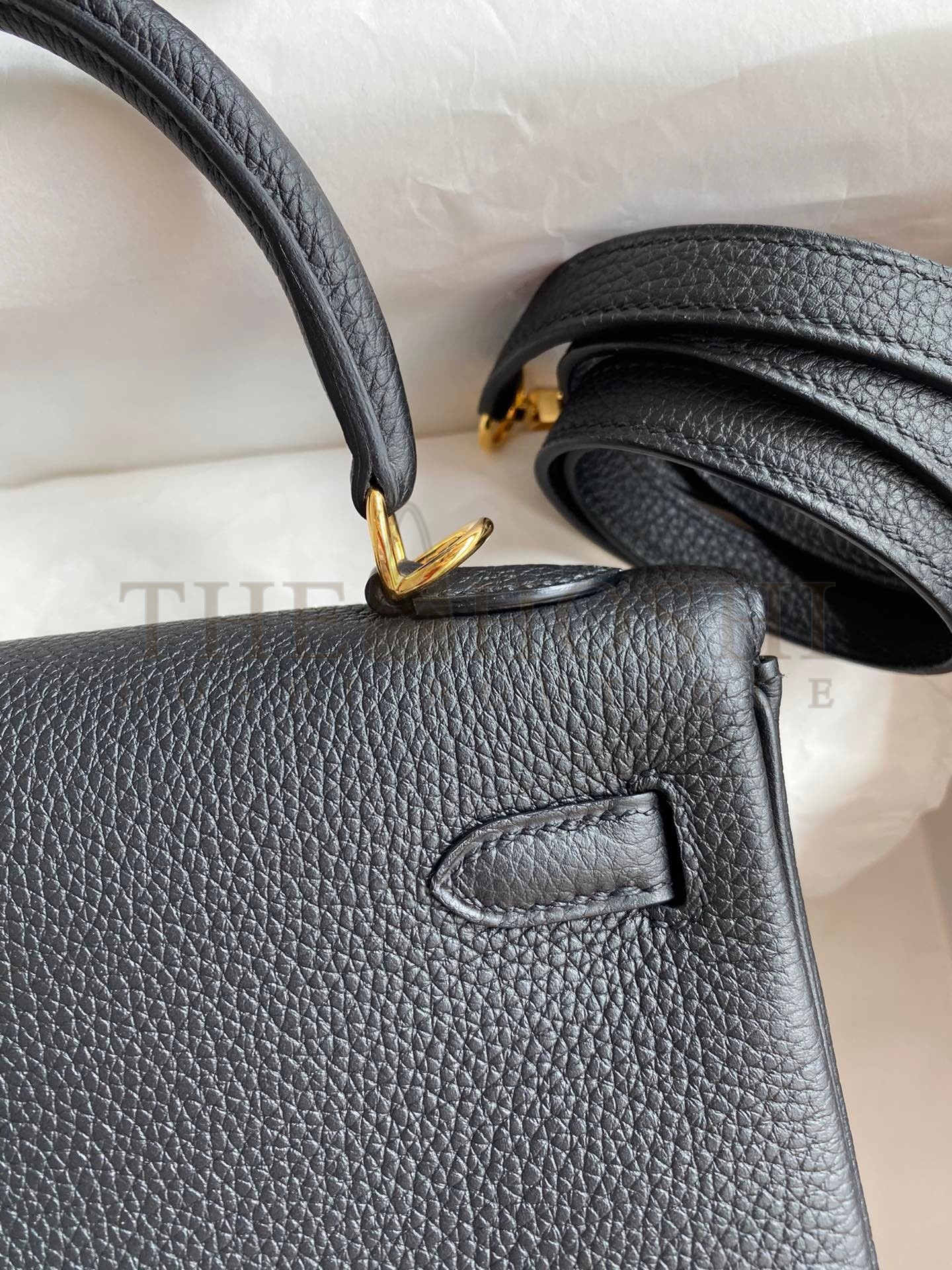 H**me5 Kelly Retourne 25 Handmade Bag In Black Clemence Leather Master Quality