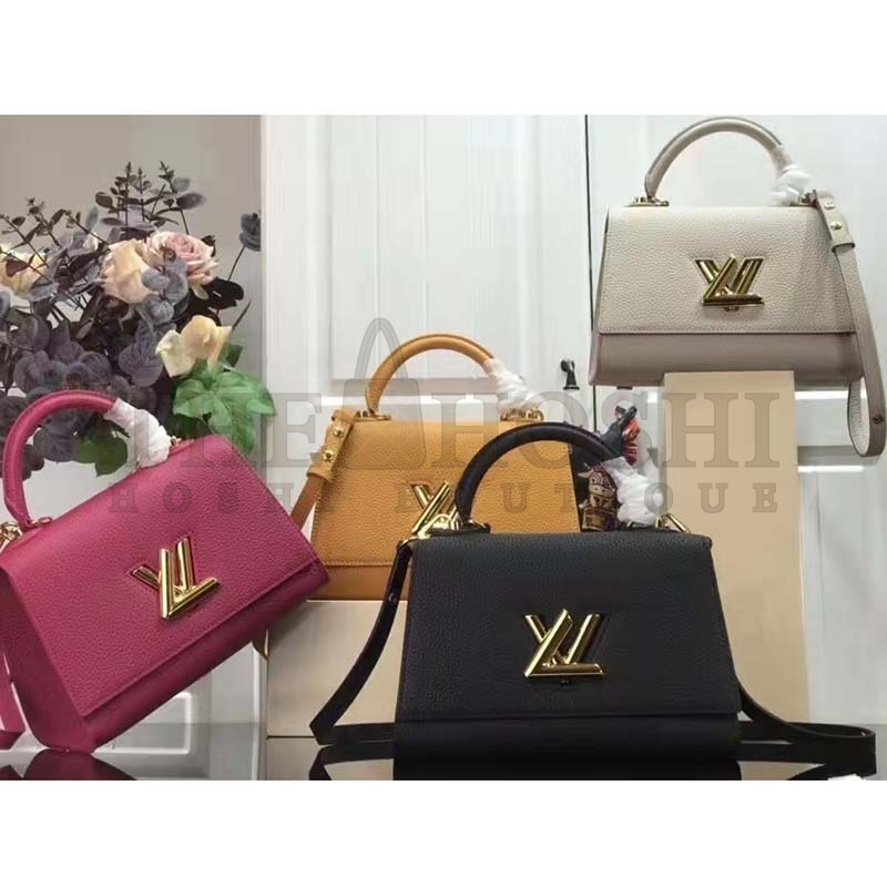 L0vis Vvtt0n LV Women Twist One Handle BB Handbag Greige Grey Taurillon Master Quality