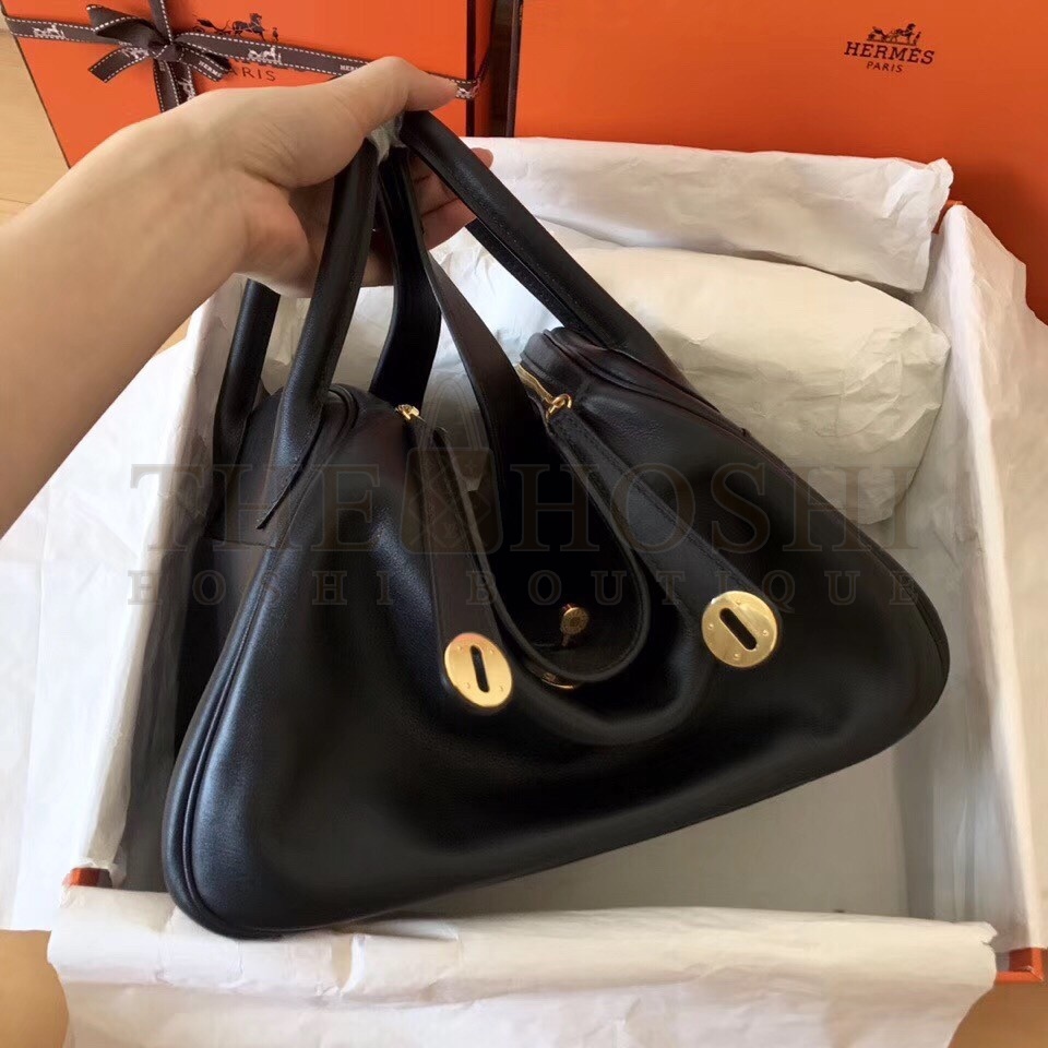 H**me5 Black Lindy 26cm Swift Handmade Bag Master Quality