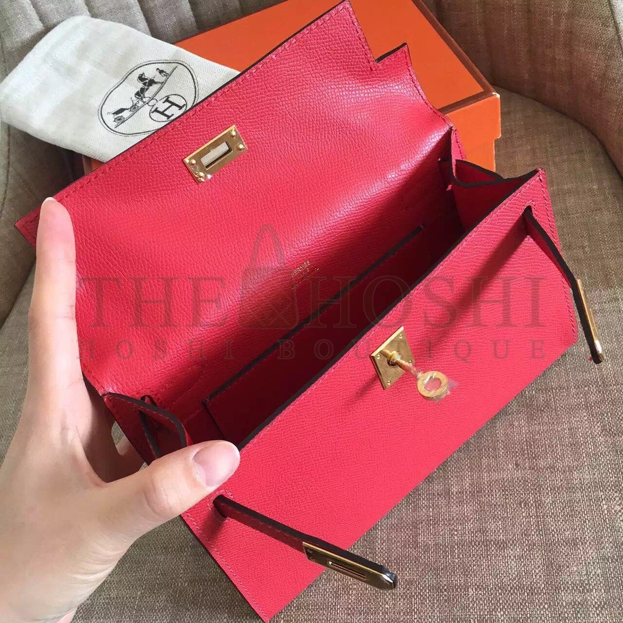 H**me5 Red Kelly Pochette Epsom Handmade Bag Master Quality
