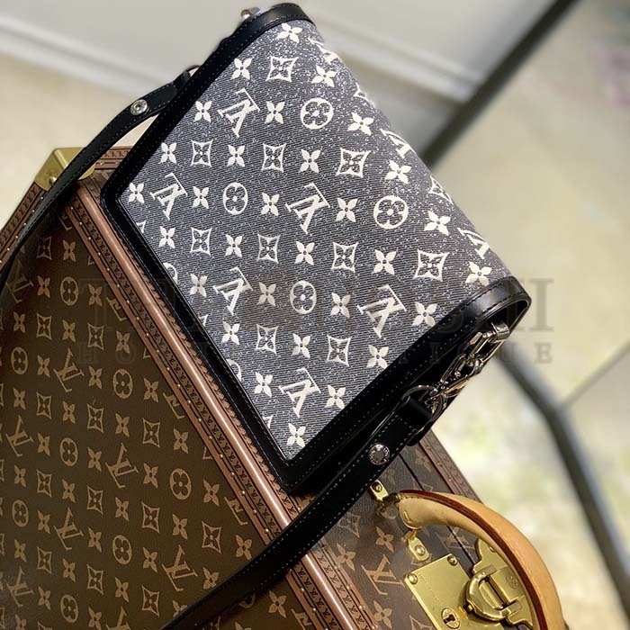 L0vis Vvtt0n LV Women Dauphine MM Handbag Gray Denim Textile Jacquard Master Quality