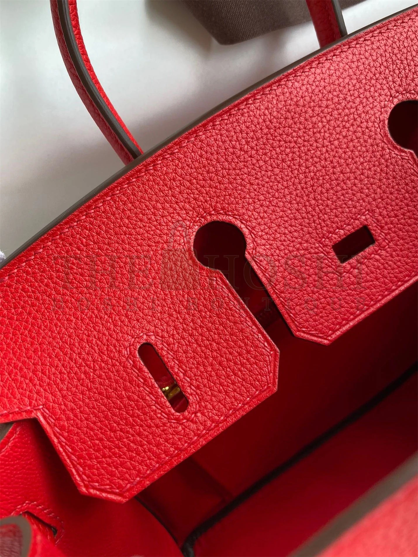 H**me5 Birkin 25 Retourne Handmade Bag In Red Clemence Leather Master Quality