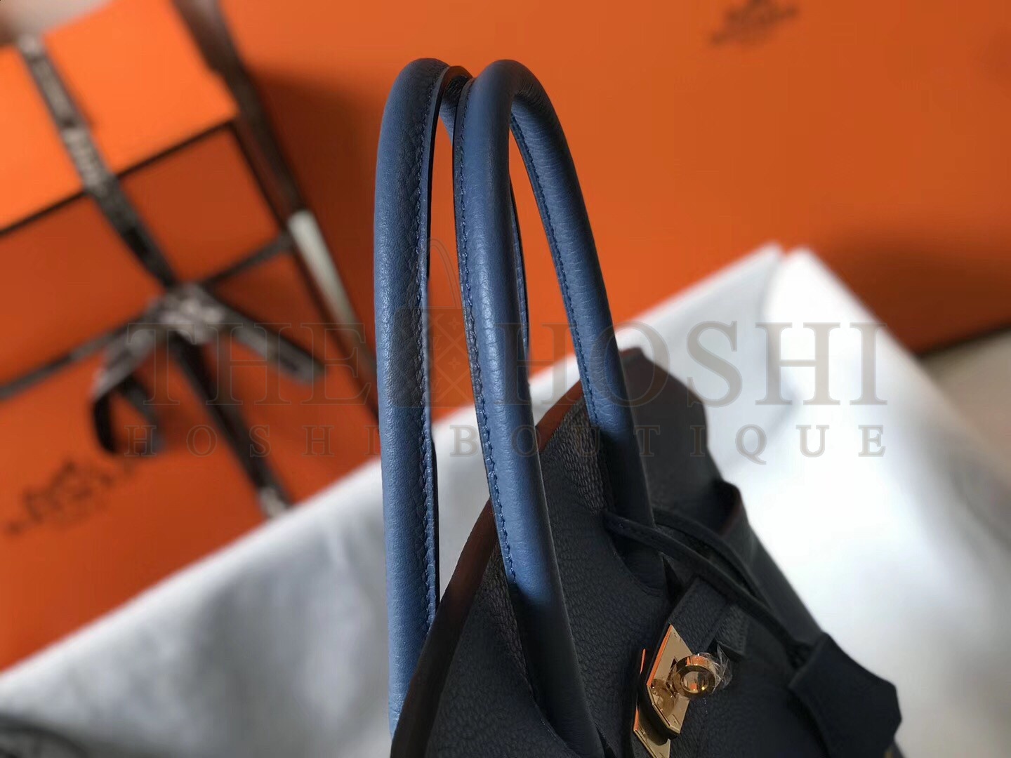 H**me5 Birkin 35 Bag in Blue Agate Clemence Leather with GHW Master Quality
