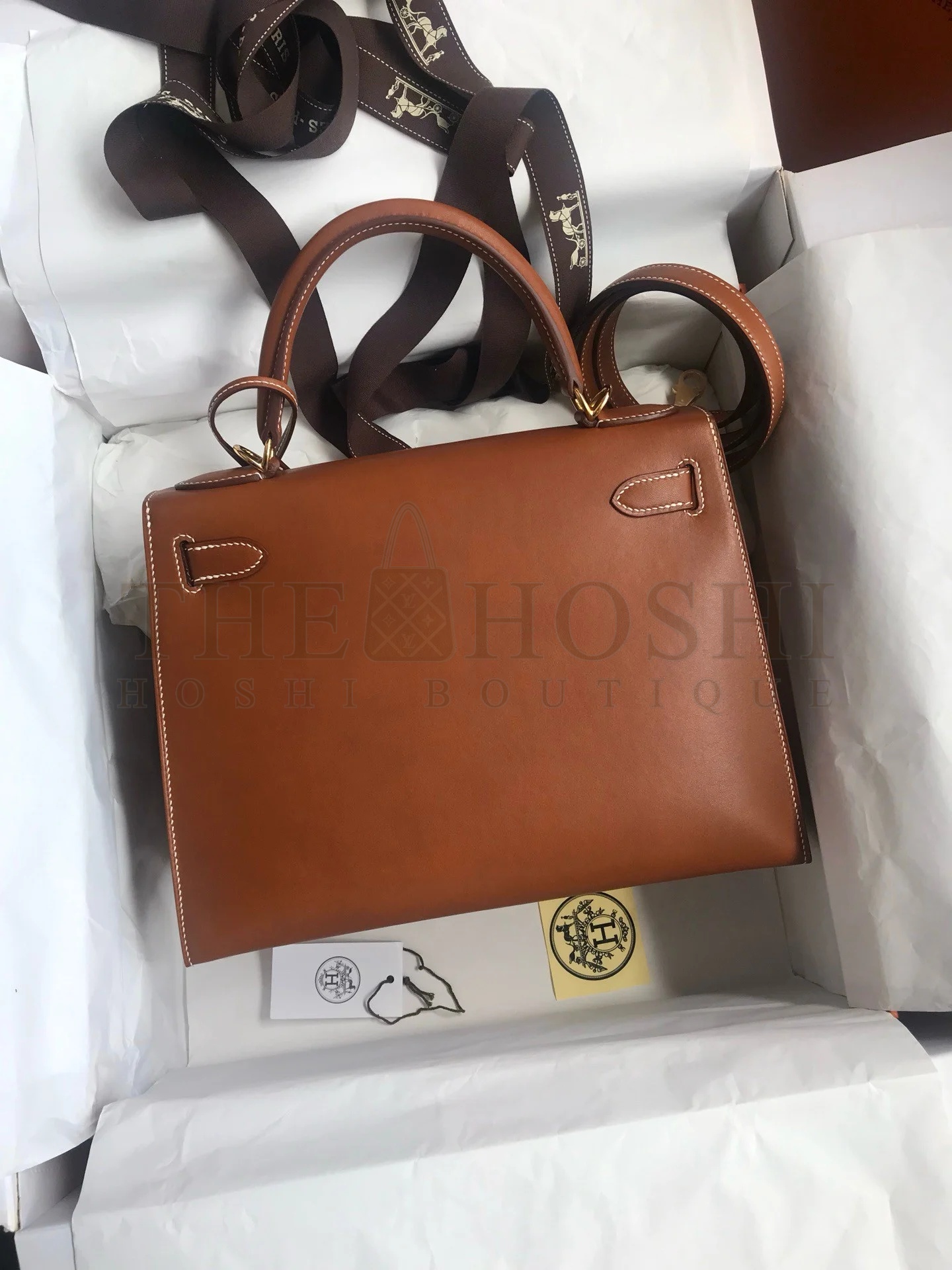 H**me5 Kelly Sellier 28 Handmade Bag In Gold Barenia Calfskin Master Quality