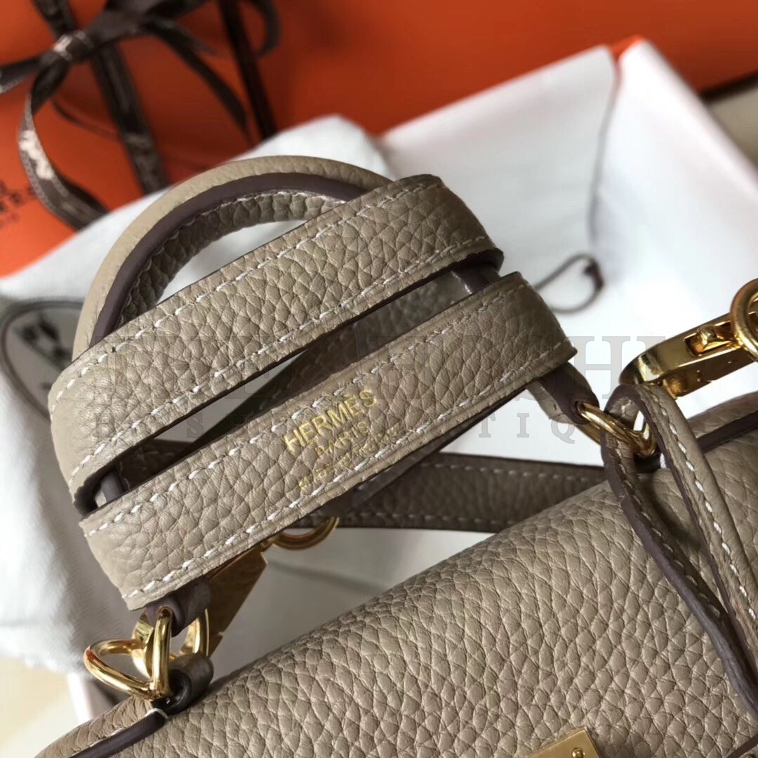 H**me5 Mini Kelly 20cm Bag In Grey Clemence Leather Master Quality