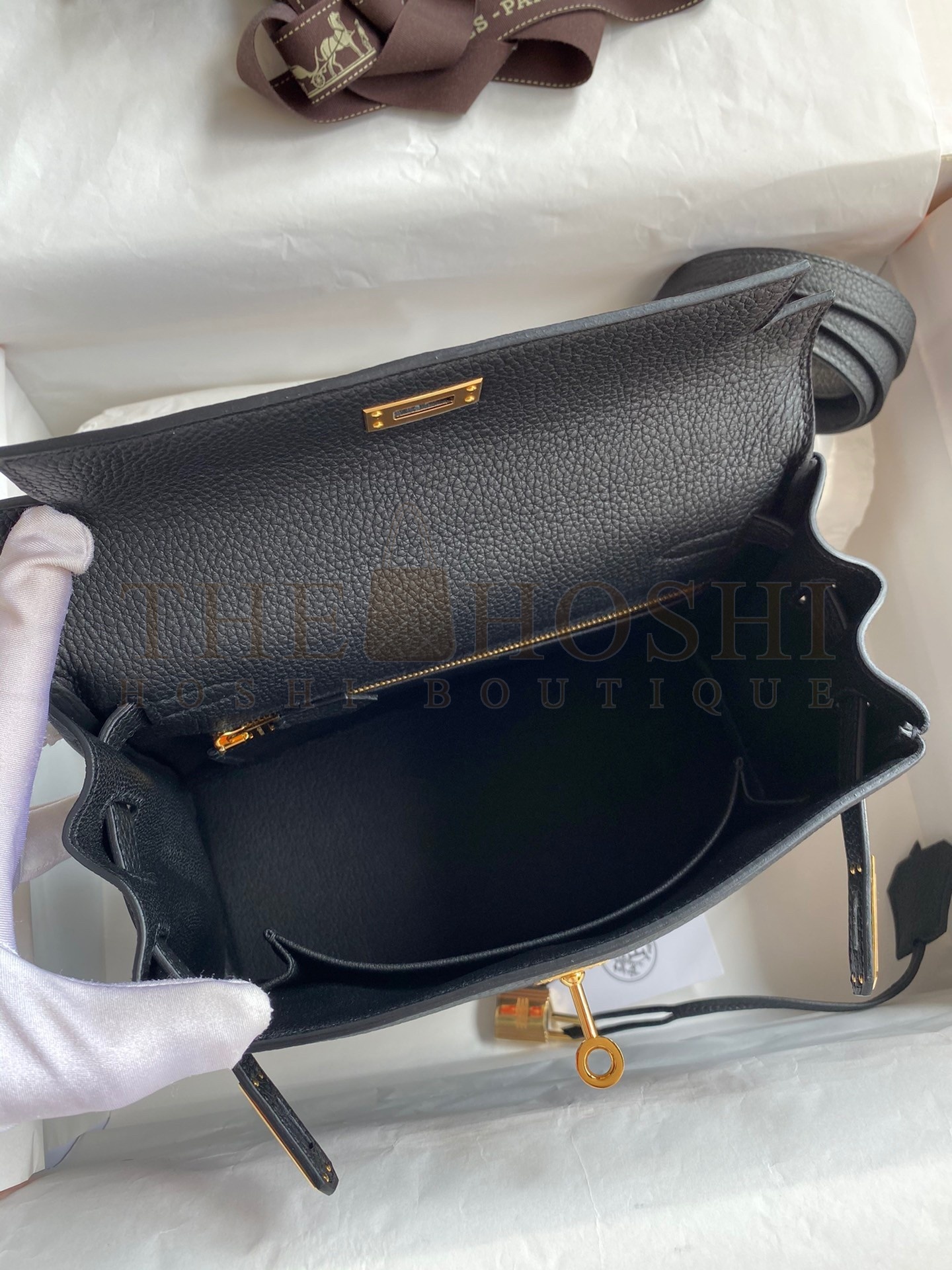 H**me5 Kelly Retourne 25 Handmade Bag In Black Clemence Leather Master Quality