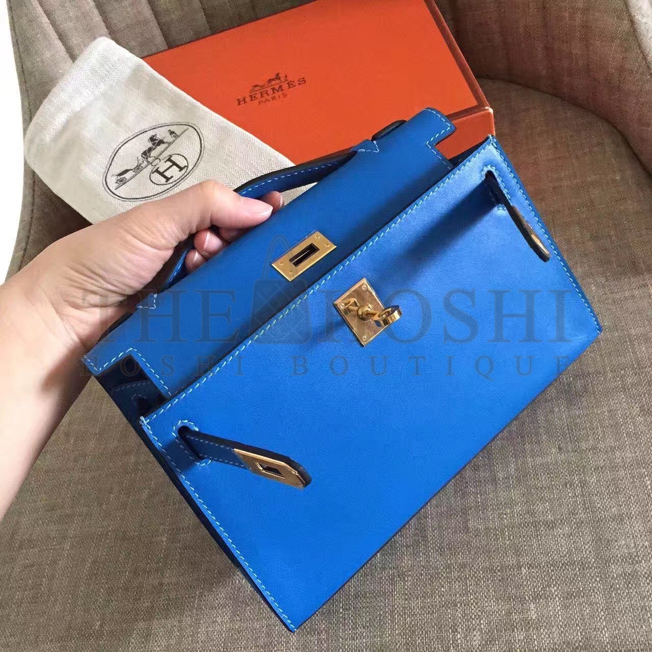 H**me5 Blue Kelly Pochette Swift Handmade Bag Master Quality