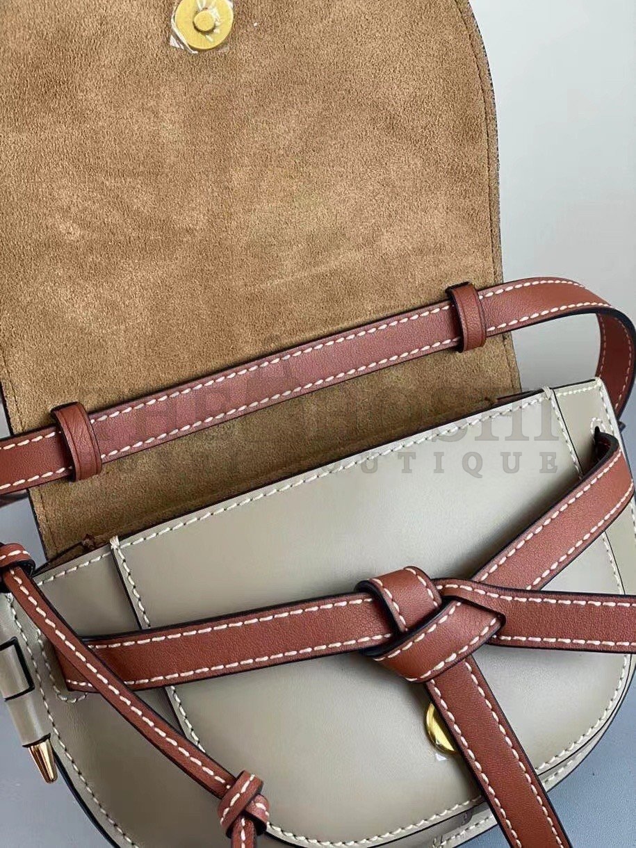 L0ew* Gate Dual Mini Bag In Amber/Grey Calfskin Master Quality