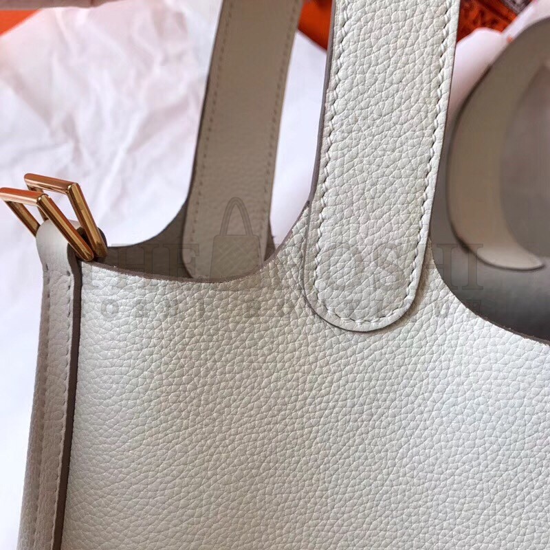 H**me5 White Picotin Lock PM 18cm Handmade Bag Master Quality