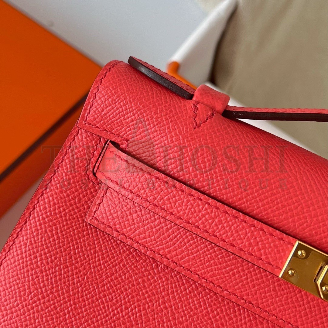 H**me5 Kelly Pochette Handmade Bag In Rose Texas Epsom Calfskin Master Quality