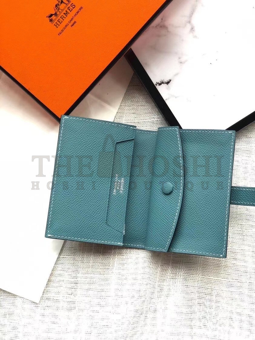 H**me5 Bearn Mini Wallet In Blue Jean Epsom Leather Master Quality