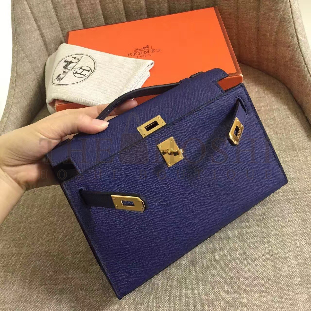 H**me5 Sapphire Kelly Pochette Epsom Handmade Bag Master Quality