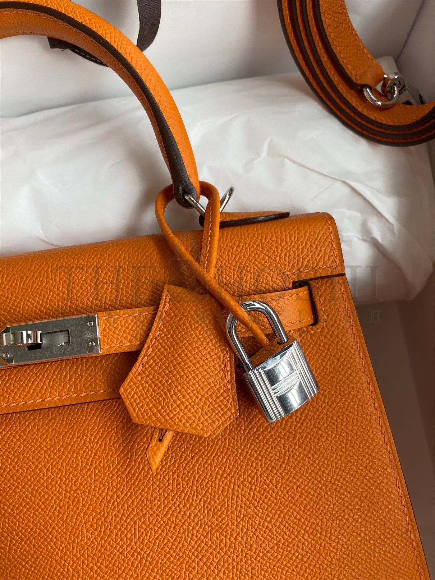 H**me5 Epsom Kelly 25cm Sellier Handmade Orange Bag Master Quality