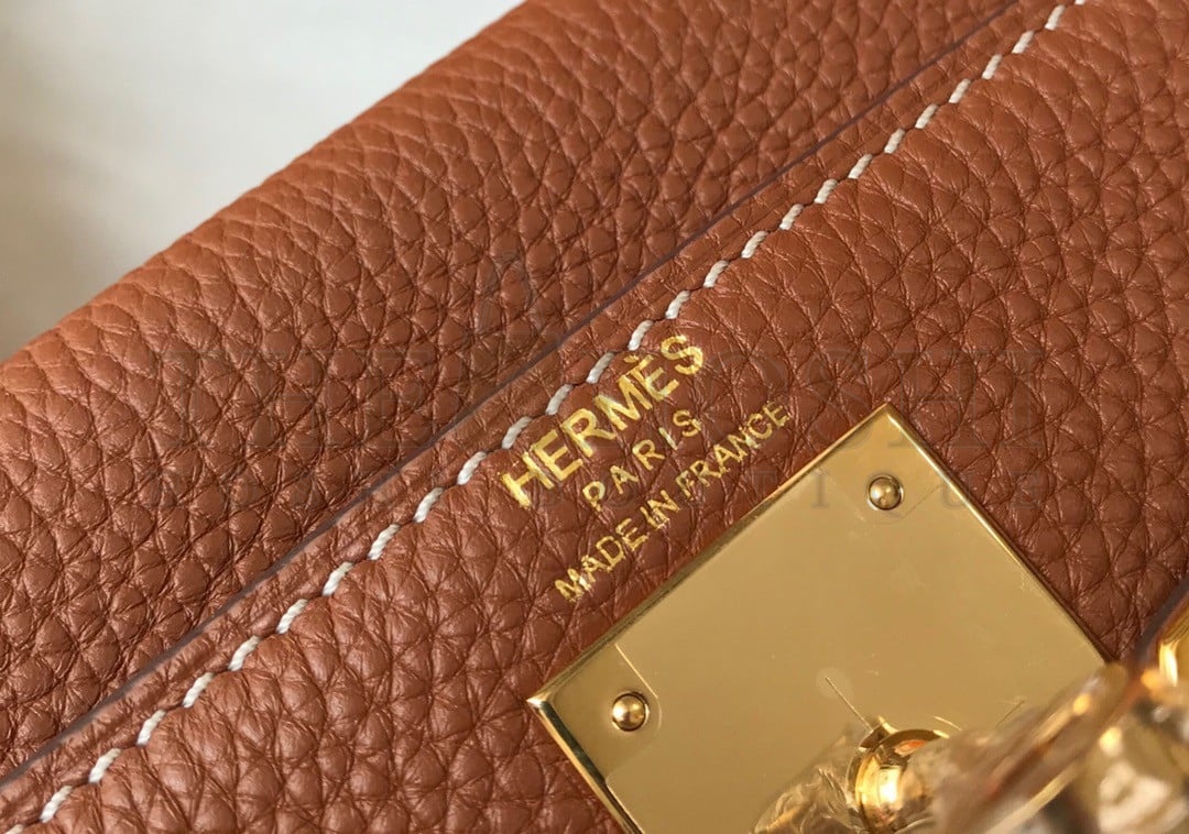 H**me5 Kelly 28cm Retourne Bag in Gold Clemence Leather GHW Master Quality