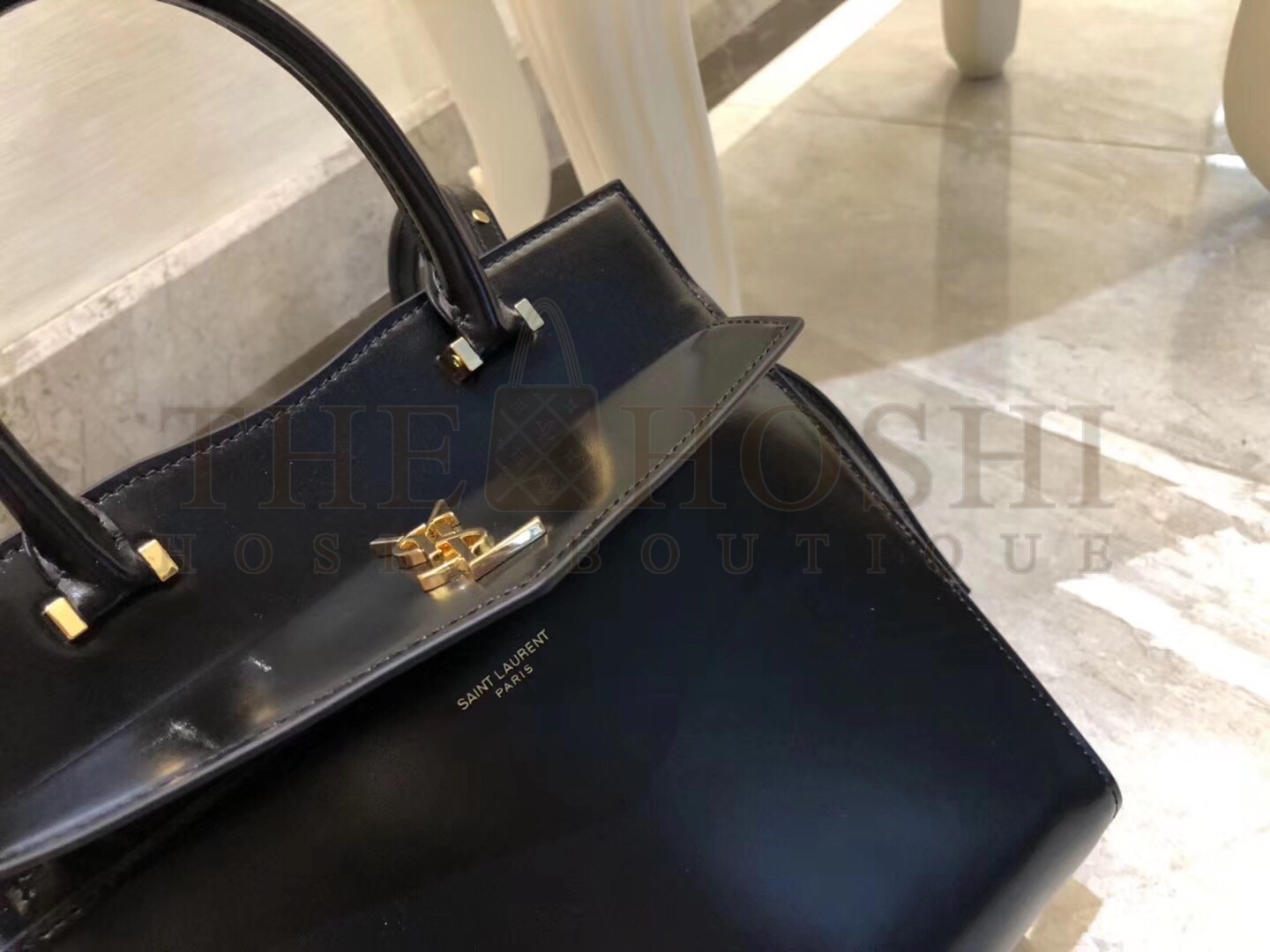 Sa1nt Lau*nt Uptown Small Tote In Black Smooth Leather Master Quality