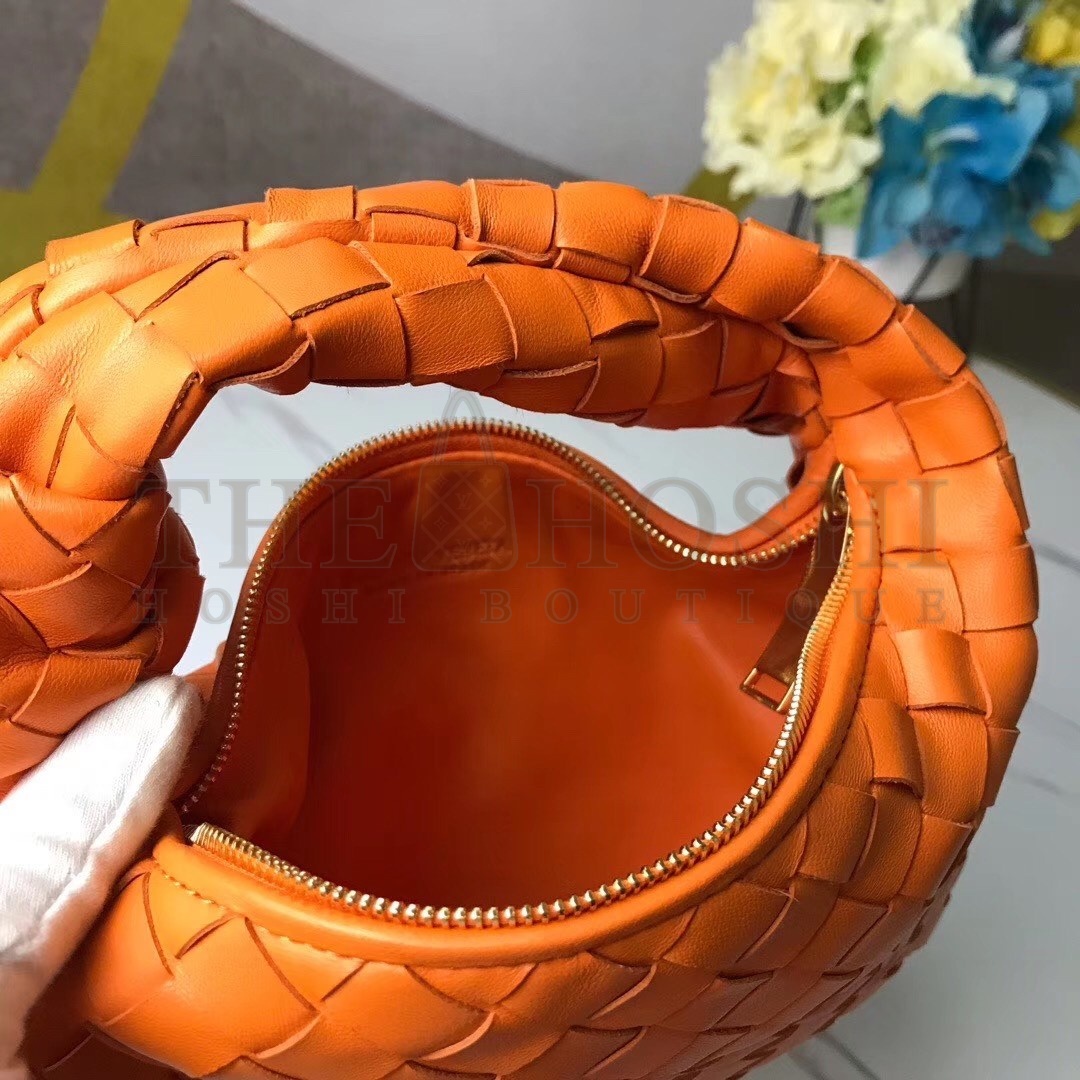 B0tt*ga Ven*ta Mini BV Jodie Bag In Orange Woven Leather Master Quality