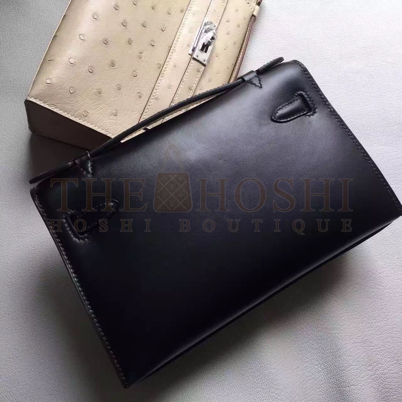 H**me5 So Black Kelly Pochette Box Leather Bag Master Quality