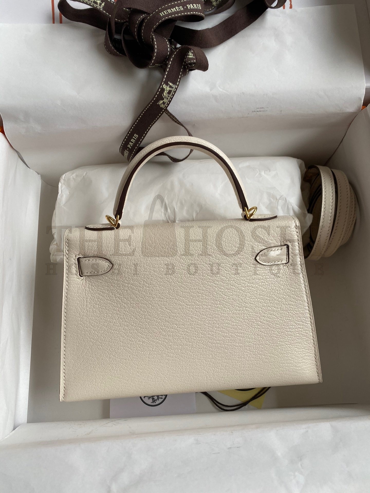 H**me5 Kelly Mini II Sellier Handmade Bag In Nata Chevre Mysore Leather Master Quality
