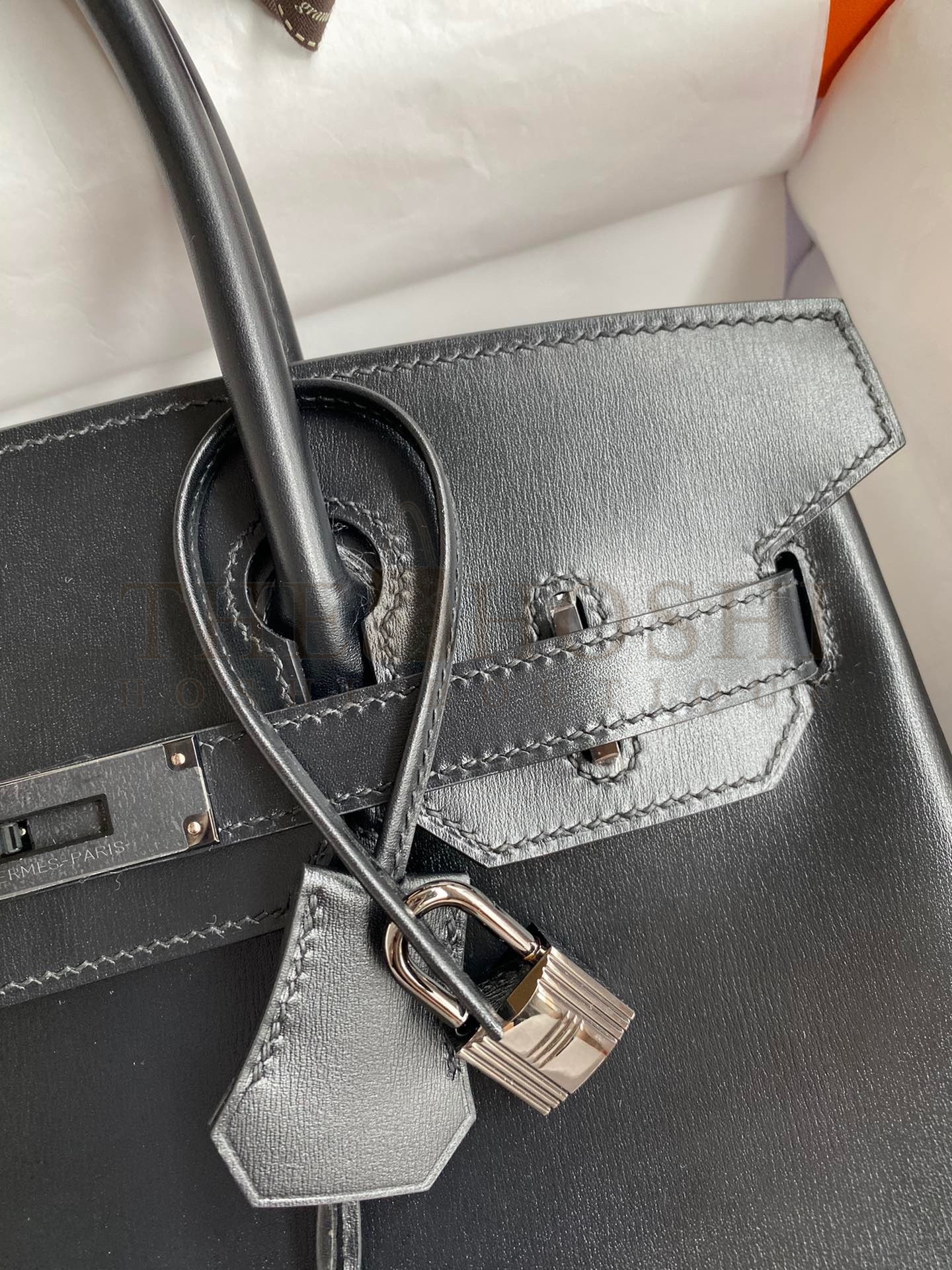 H**me5 Birkin 30 Retourne Handmade Bag In Black Box Calfskin Master Quality