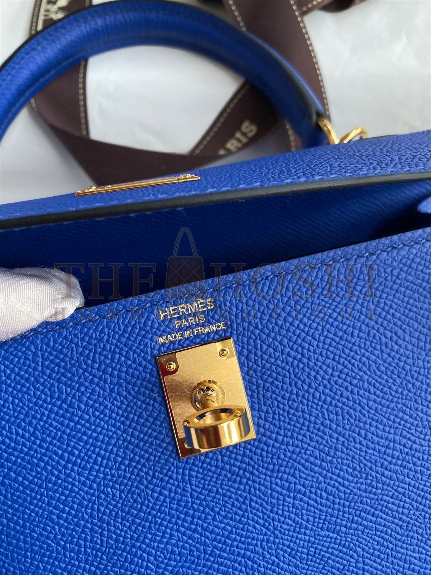 H**me5 Epsom Kelly 25cm Sellier Handmade Blue France Bag Master Quality
