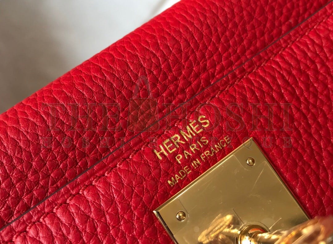 H**me5 Kelly 25cm Retourne Bag in Red Clemence Leather GHW Master Quality