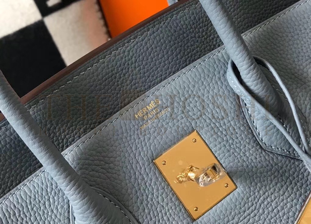 H**me5 Birkin 35 Bag in Blue Lin Clemence Leather with GHW Master Quality