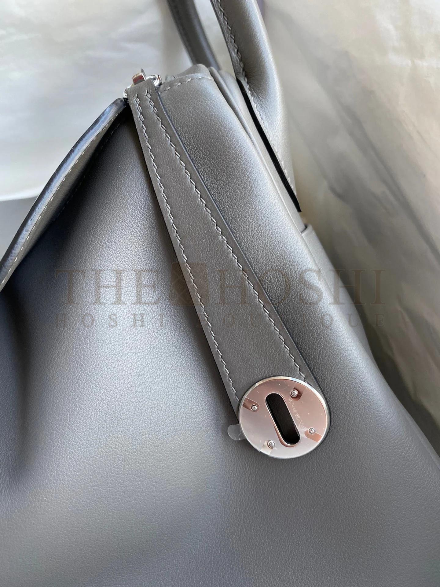 H**me5 Lindy 30 Handmade Bag In Grey Swift Calfskin Master Quality