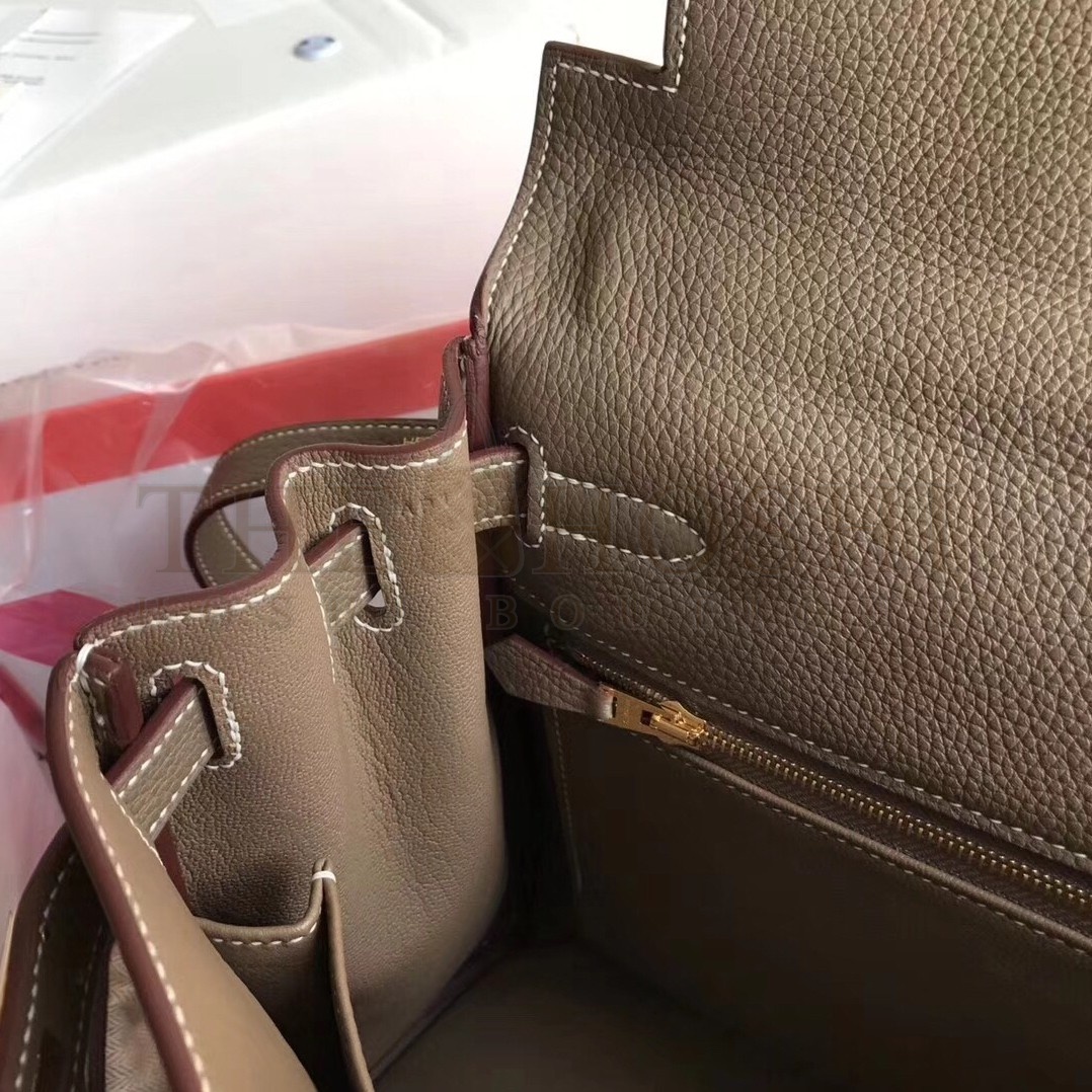 H**me5 Taupe Clemence Kelly 28cm Handmade Bag Master Quality