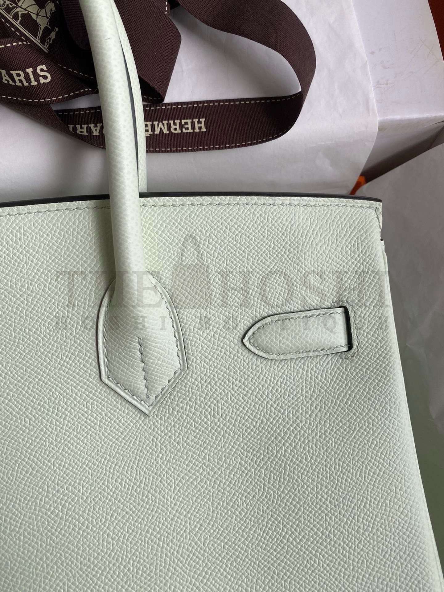H**me5 Birkin 30 Retourne Handmade Bag In Vert Fizz Epsom Calfskin Master Quality