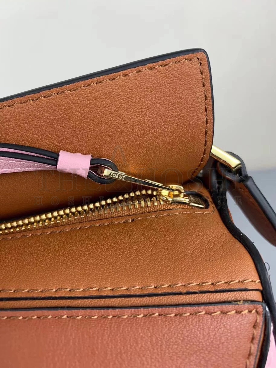 L0ew* Puzzle Mini Bag In Brown/Camel/Pink Calfskin Master Quality
