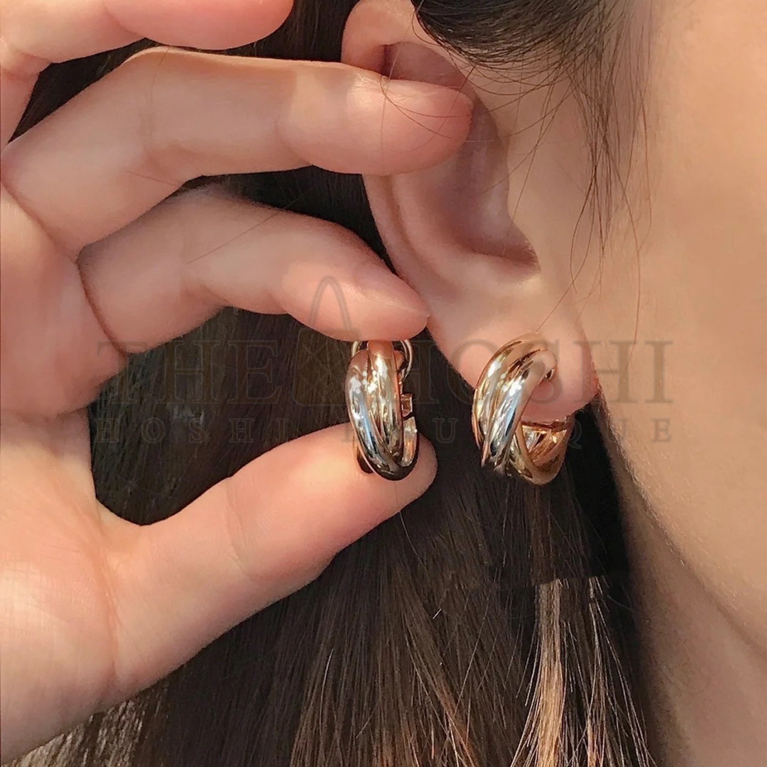 Ca*t1er Triple Hoop Tri-color Stud Earrings Master Quality