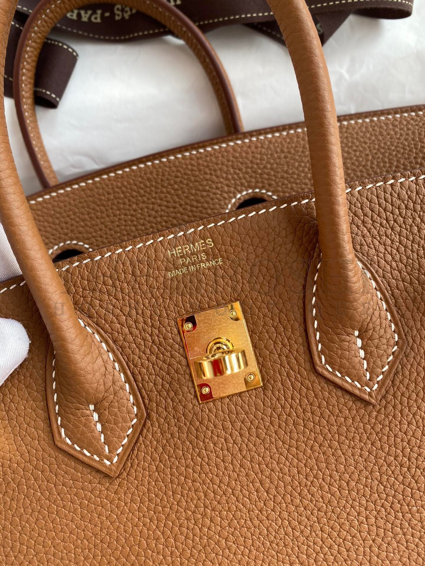 H**me5 Birkin 25 Retourne Handmade Bag In Gold Clemence Leather Master Quality