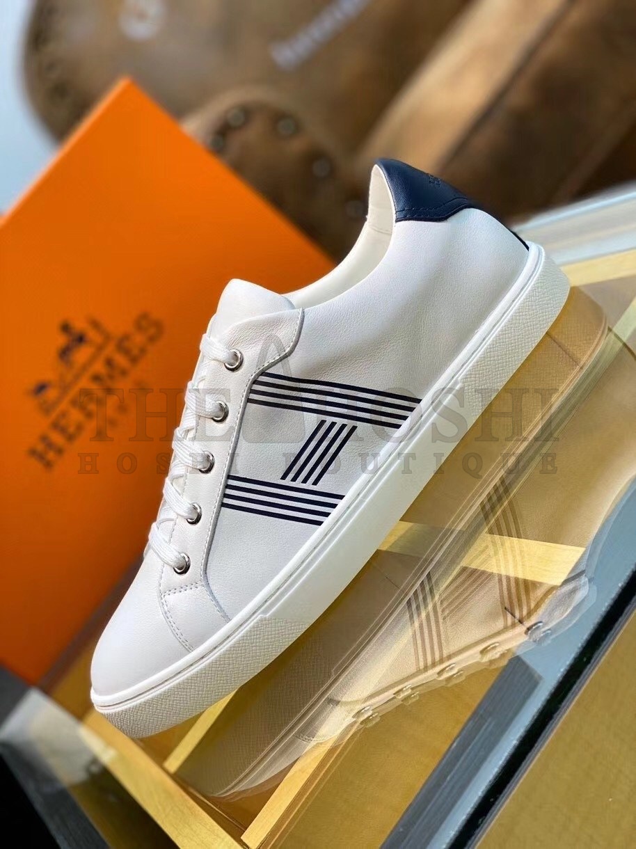 H**me5 Avantage Sneakers In White/Blue Calfskin Master Quality