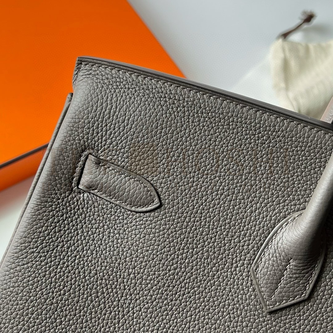 H**me5 Birkin 40 Retourne Handmade Bag In Etain Clemence Leather Master Quality
