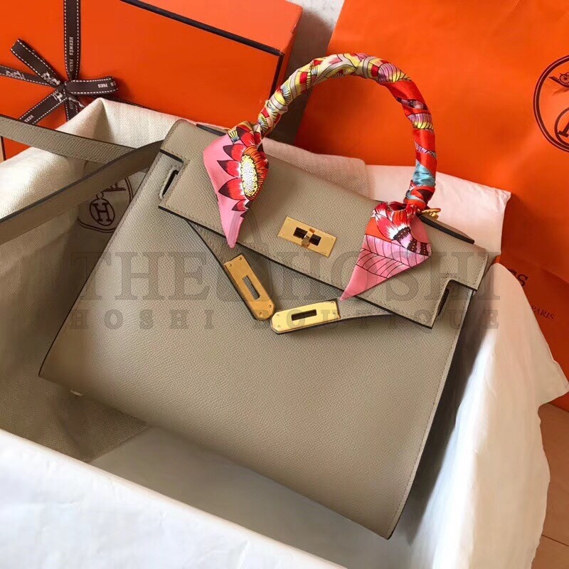 H**me5 Tourterelle Epsom Kelly 28cm Handmade Bag Master Quality