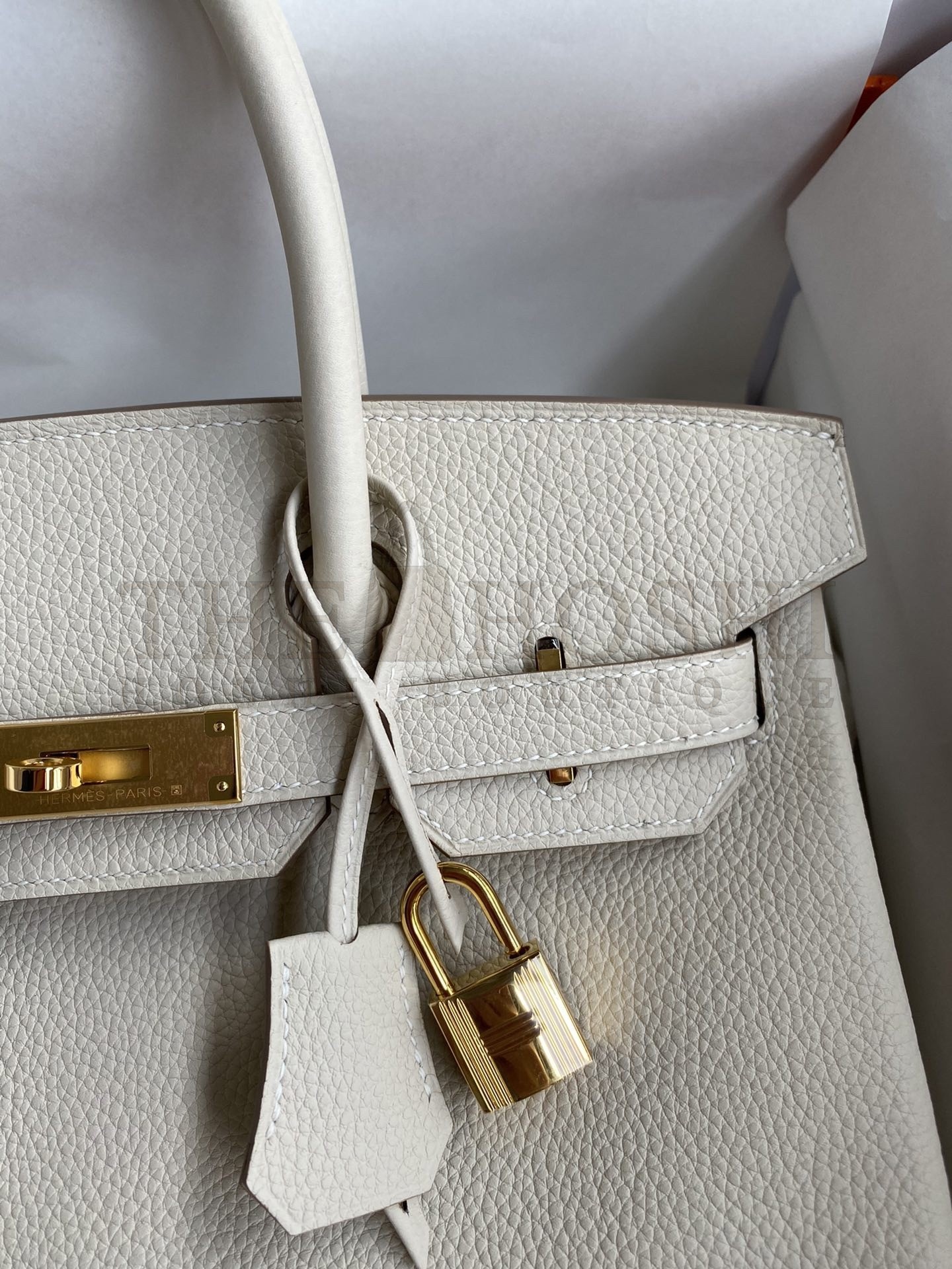 H**me5 Birkin 30 Retourne Handmade Bag In Craie Clemence Leather Master Quality