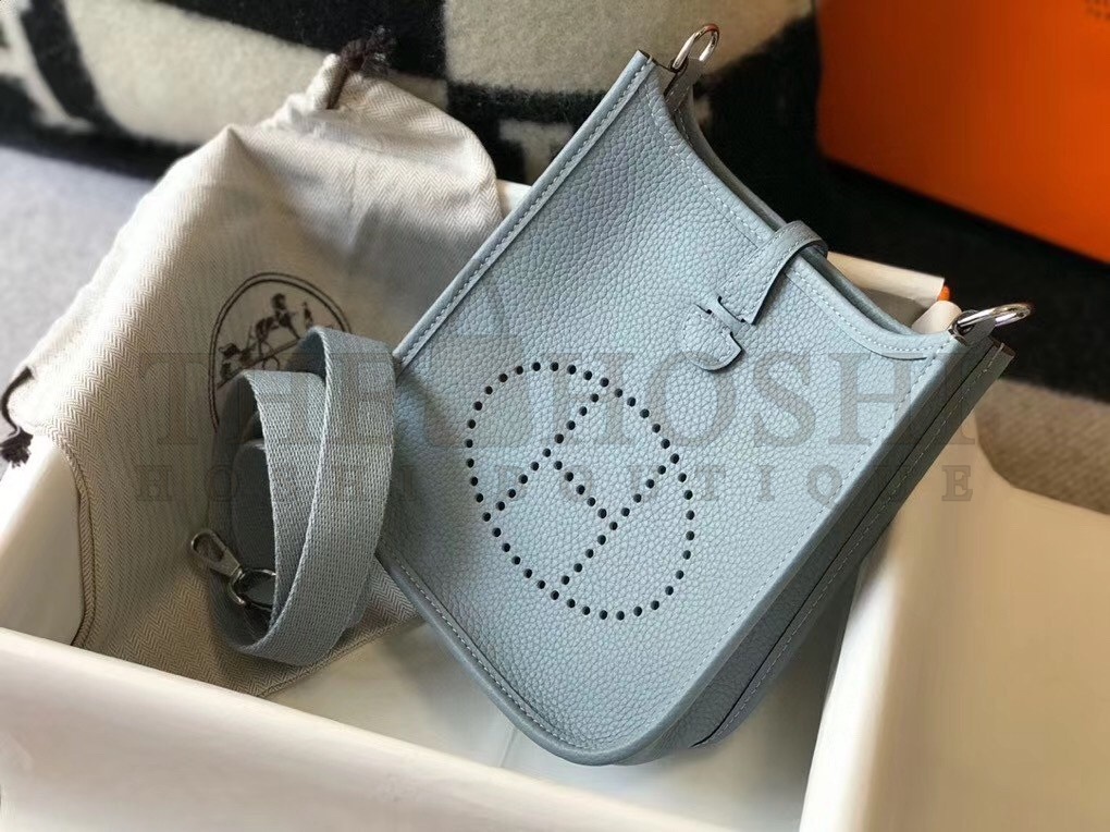 H**me5 Evelyne III TPM Bag In Blue Lin Clemence Leather Master Quality