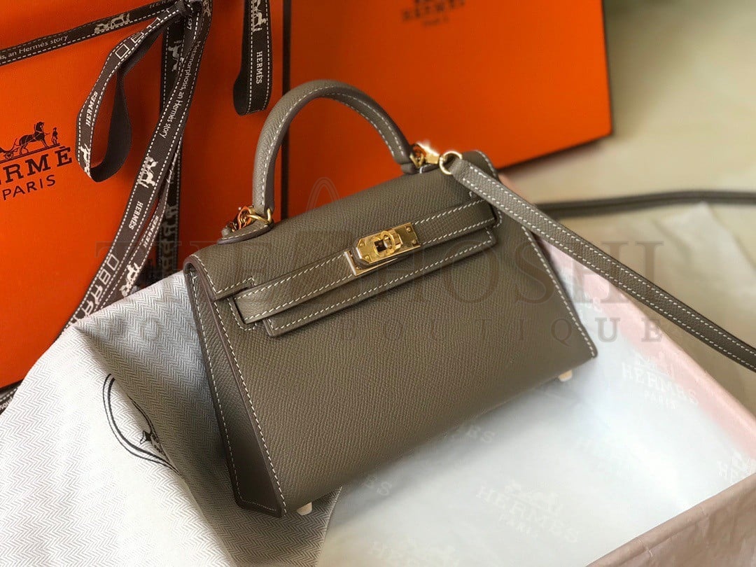 H**me5 Kelly Mini II Sellier Bag In Taupe Epsom Leather Master Quality