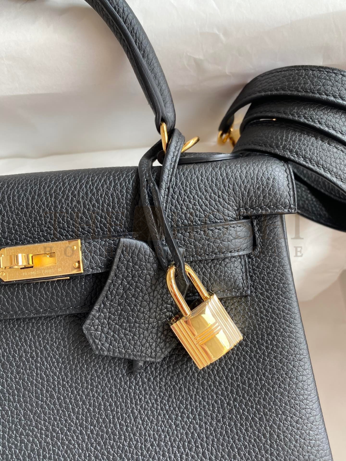 H**me5 Kelly Retourne 25 Handmade Bag In Black Clemence Leather Master Quality